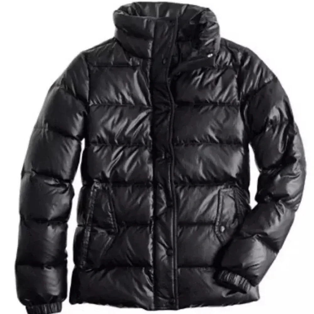 J. Crew Women's Shiny Black Down Filled Puffer Jacket. Style #B1186 Sz S